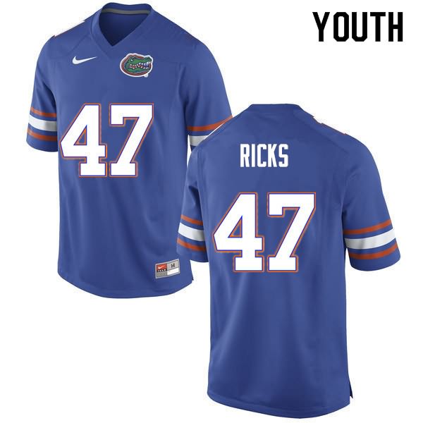 NCAA Florida Gators Isaac Ricks Youth #47 Nike Blue Stitched Authentic College Football Jersey QPA2464AT